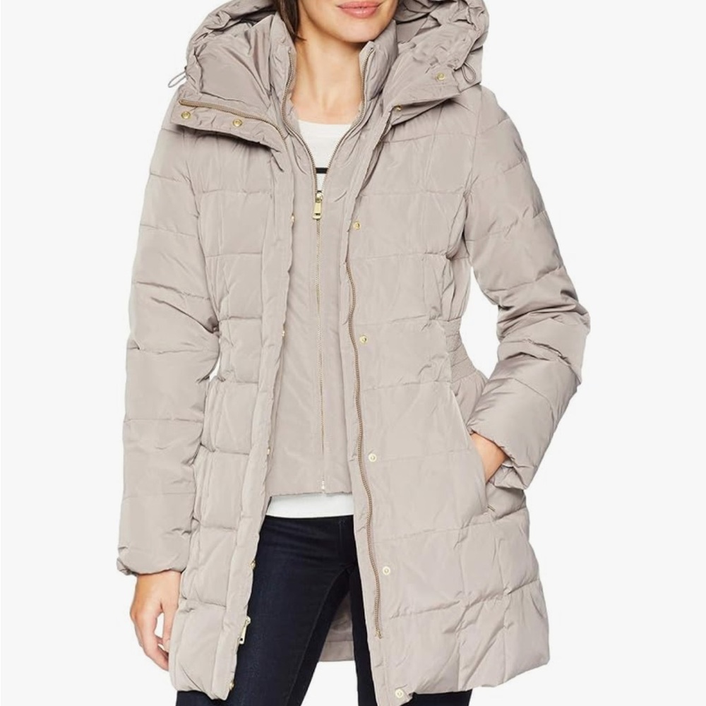 Cole Haan Women's Hooded Puffer Jacket - Light Gray
